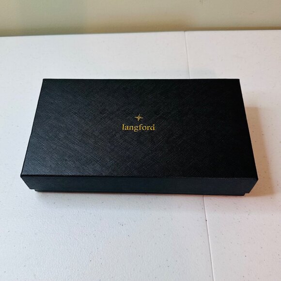 Langford Saint Jasmine Saffiano Black Wristlet Tri-fold Wallet With Gold Accents - Picture 6 of 15